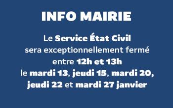 Fermeture exceptionnelle de l'état civil
